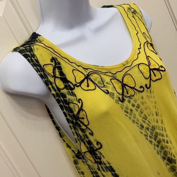 Ocean Breeze Free Size Scoop Neck Short Sleeve Embroidered Hi Low Maxi Dress - Picture 4 of 10